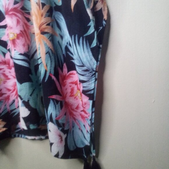 Kona Sol Cover Up Blouse M Women Floral Tropical Colorful - Picture 6 of 15